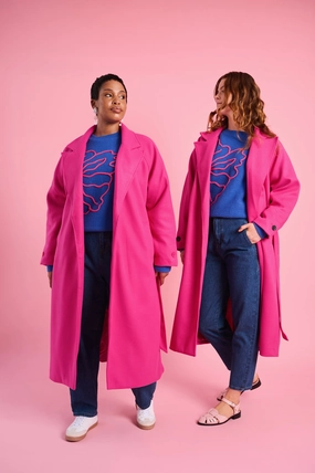 Breathable Lining Design Melton Coat in Hot Pink