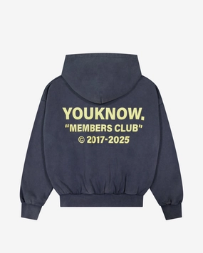 Members Club Hoodie | Washed Navy Rat like Metallic look