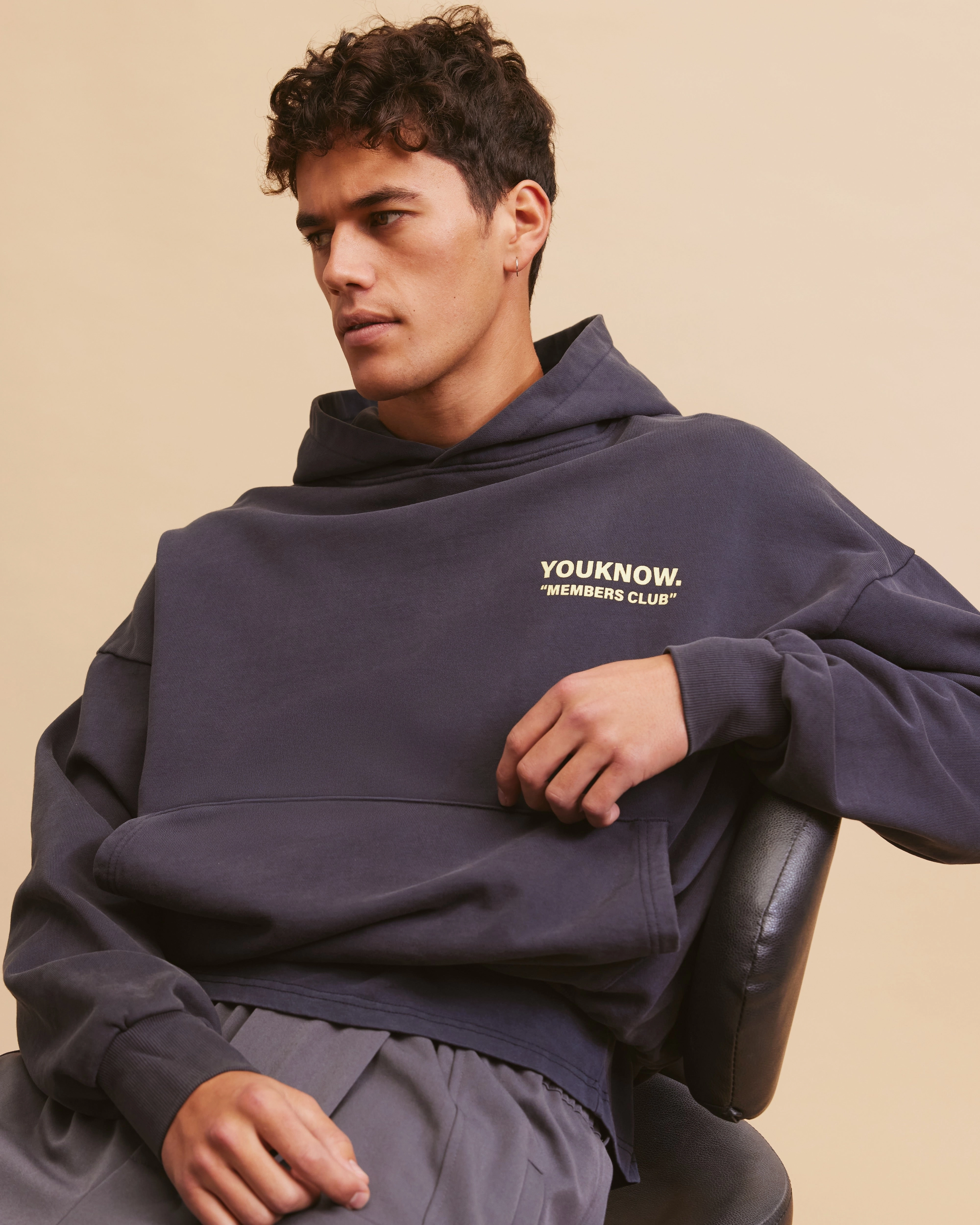 Diwali wear Windproof Layer Members Club Hoodie | Washed Navy