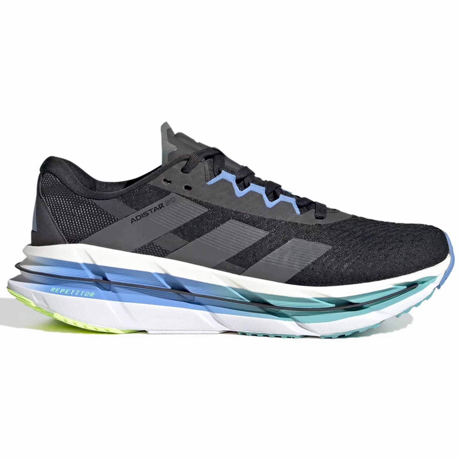 Men's Adistar BYD Running Shoes Core Black / Grey Five / Blue Fusion Anti - glare Leather - Upper