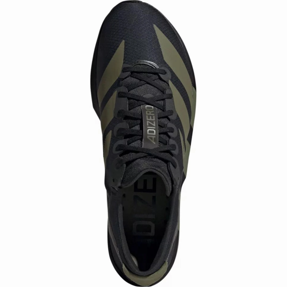 Men's Adizero Adios 9 Running Shoes Core Black / Focus Olive / Charcoal zipper closure shoes