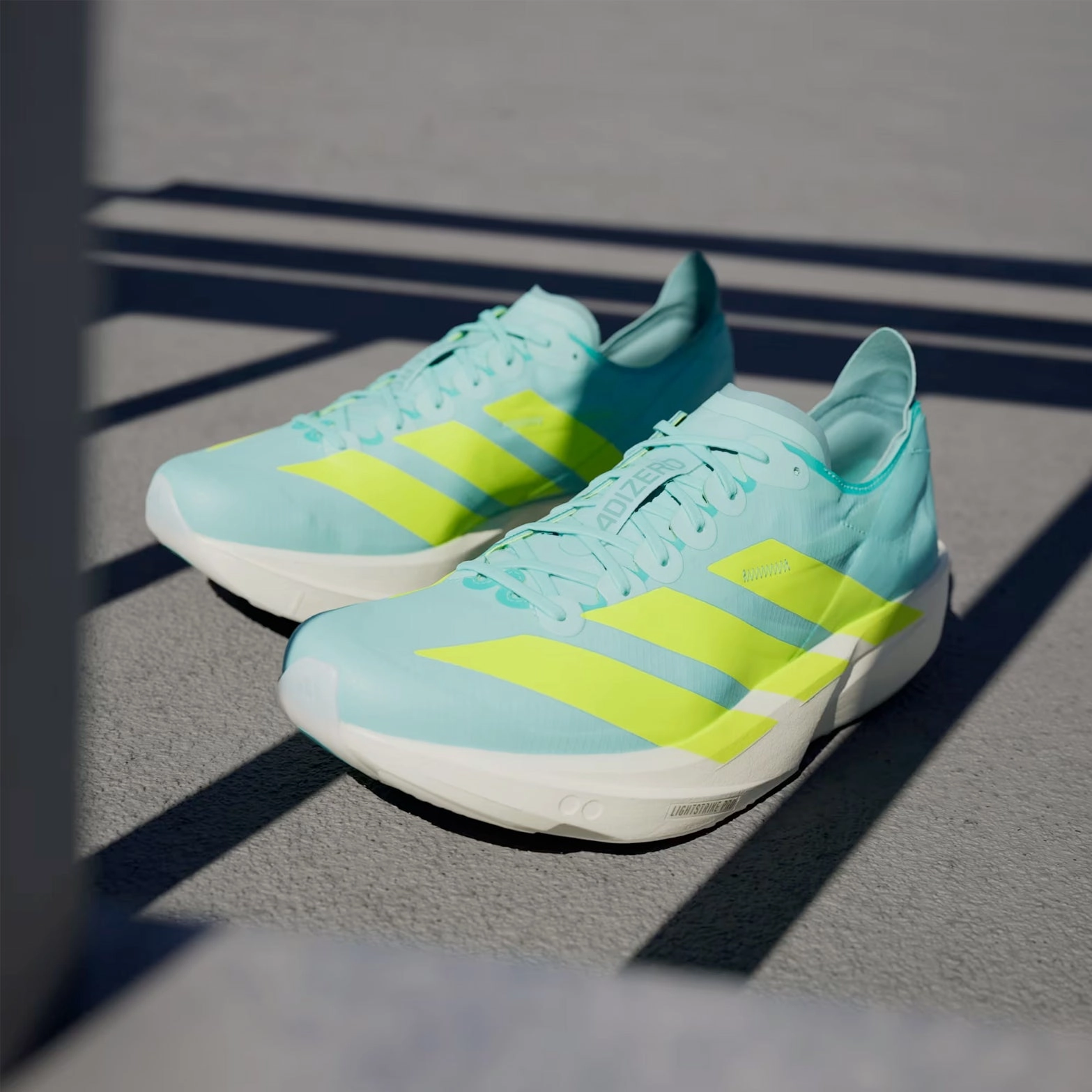 Men's Adizero Takumi Sen 11 Running Shoes Flash Aqua / Zero Metalic / Mint Ton Ergonomic Shape