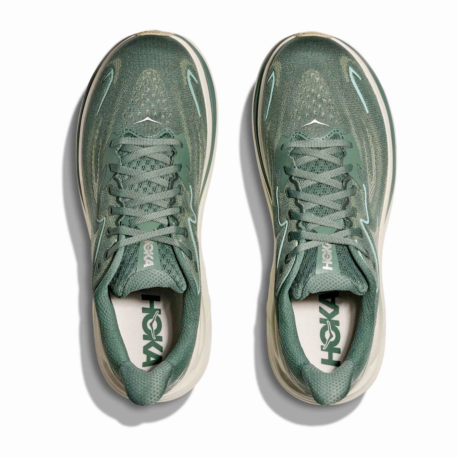 Men's Clifton 10 Running Shoes Fern / Truffle Salt Adaptive Fit Frame AirCushion