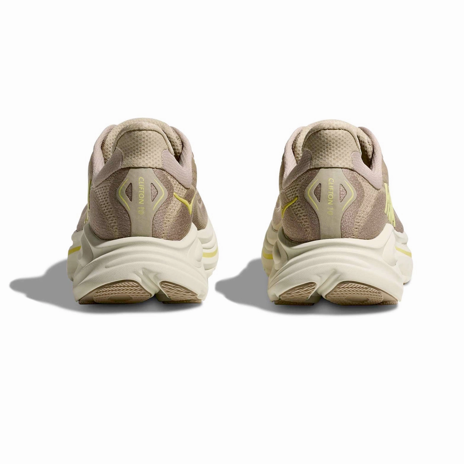 Men's Clifton 10 Running Shoes Raw Linen / Stone Rockered Outsole