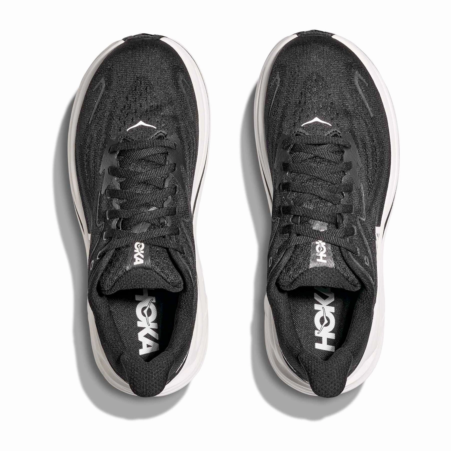Men's Clifton 10 Wide Fit Running Shoes Black / White Anatomical Last Shape Recommended
