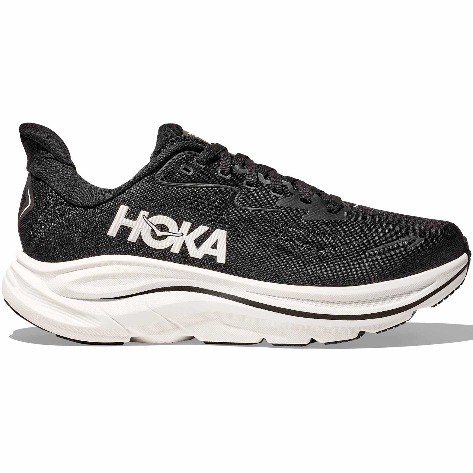 Men's Clifton 10 Wide Fit Running Shoes Black / White Nano Grip