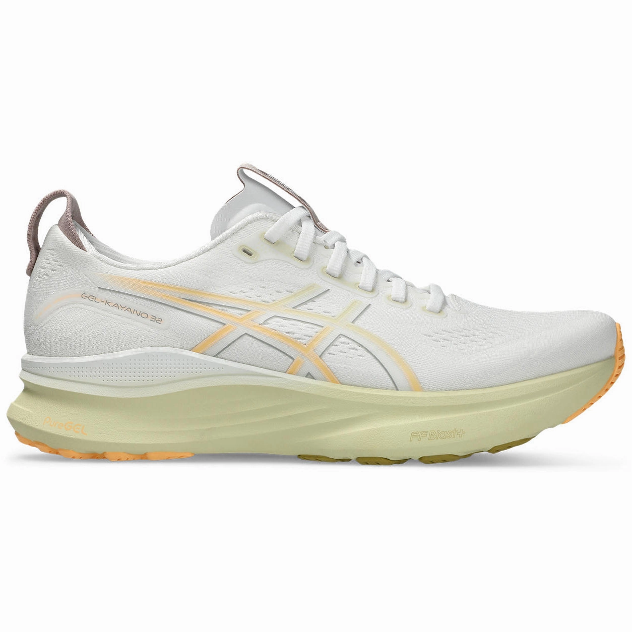Men's Gel-Kayano 32 Running Shoes White / Orange Glow Durable Outsole Design Responsive Energy Return