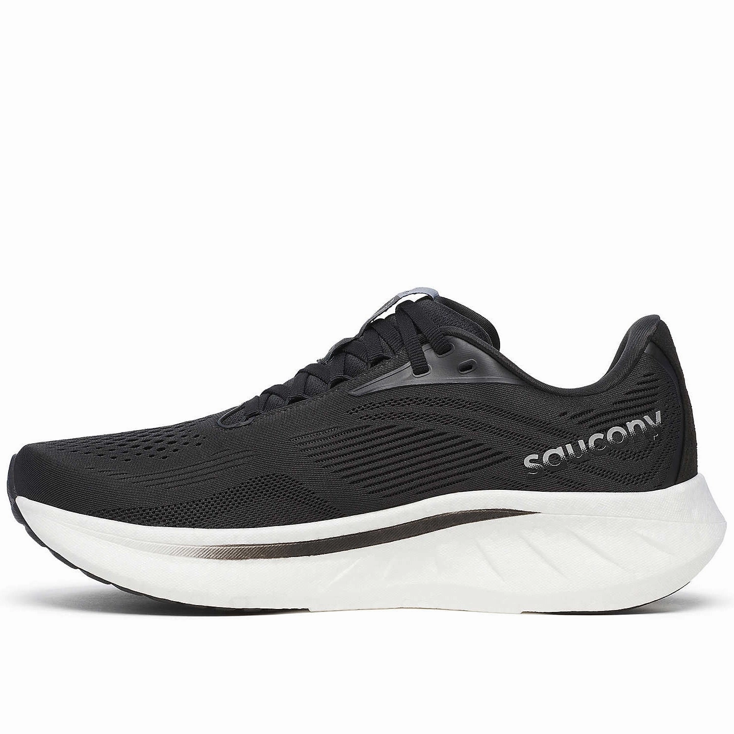 Men's Ride 18 Wide Fit Running Shoes Black / White men's running footwear summer shoes