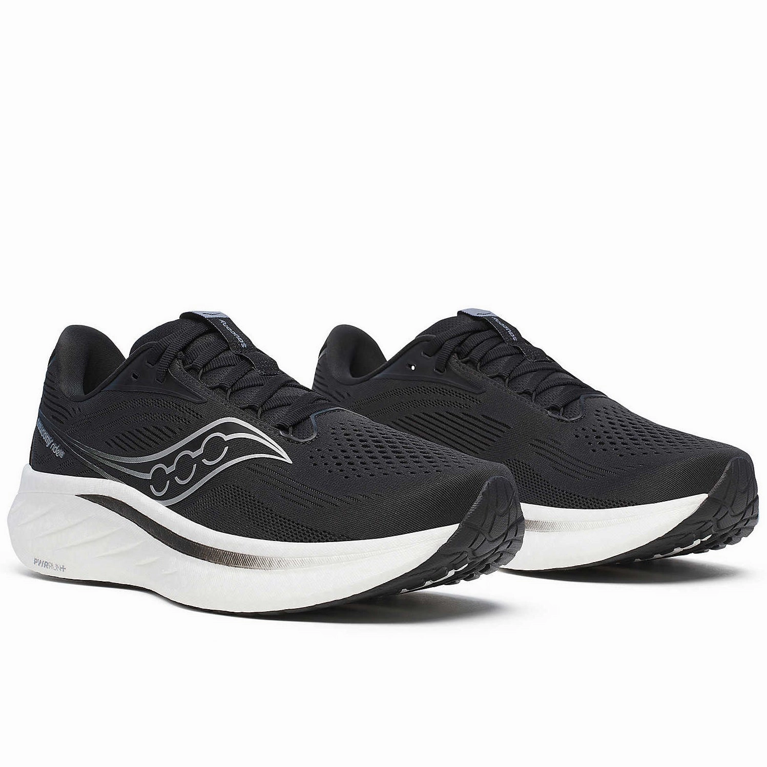 Men's Ride 18 Wide Fit Running Shoes Black / White solid colored shoes joggers' requirement