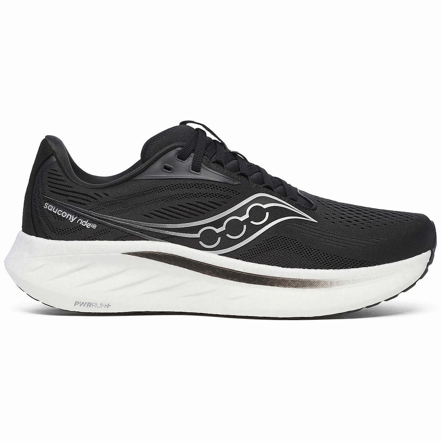 Men's Ride 18 Wide Fit Running Shoes Black / White running shoes inserts