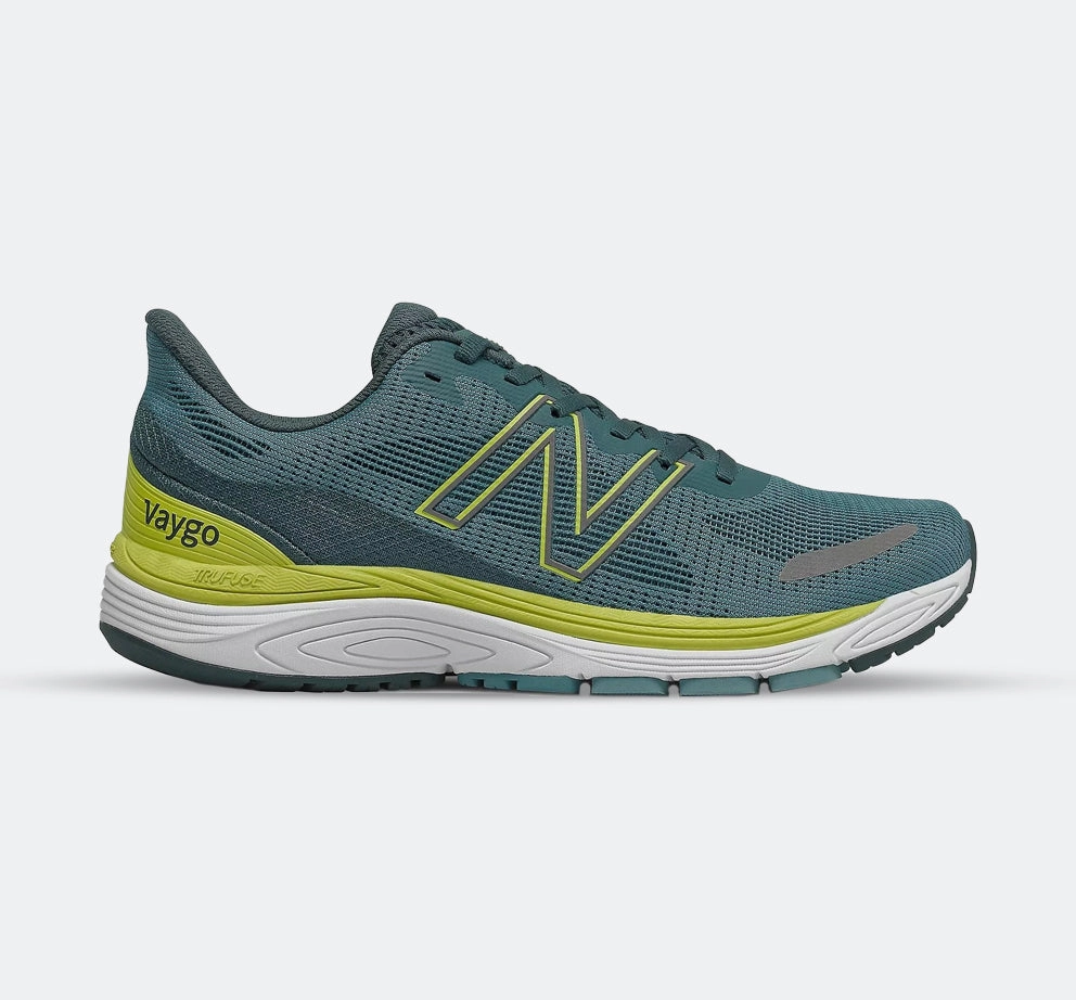 Men's Wide Fit New Balance MVYGOLY2 Vaygo Running Trainers - Green/Yellow running for a positive mindset