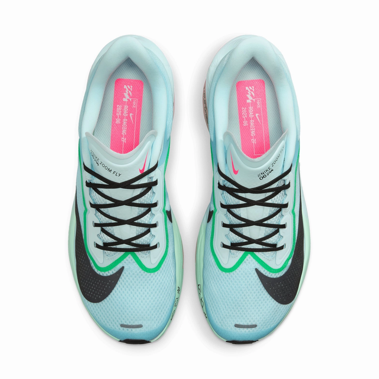 Men's Zoom Fly 6 Running Shoes Glacier Ice / Hyper Pink / Green Shock / Black shock - absorbing rubber shoes Stretchable Upper