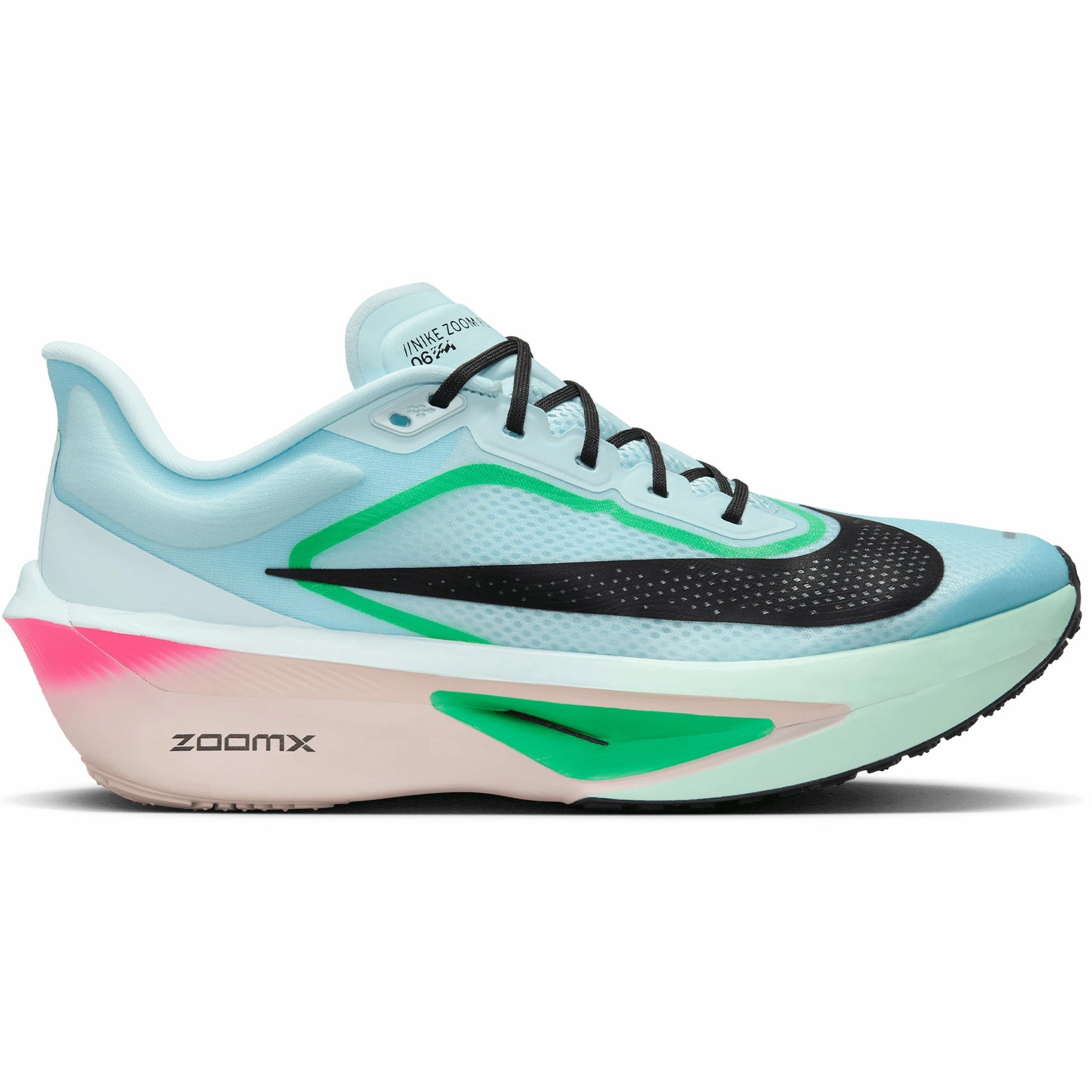 running for team goals Men's Zoom Fly 6 Running Shoes Glacier Ice / Hyper Pink / Green Shock / Black