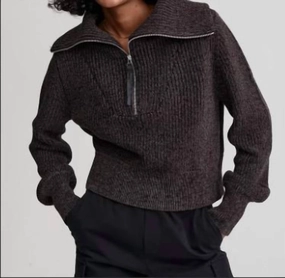 Simple Comfort Mentone Half-Zip Knit Pullover In Black Speckle