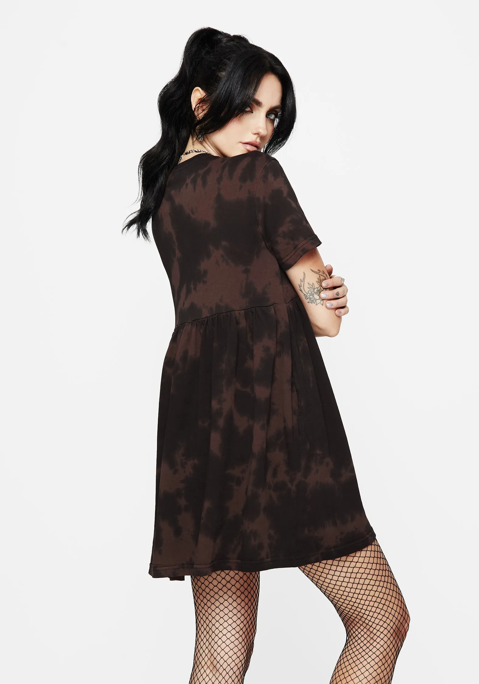 Mercury Tie Dye Cotton Mini Skater Dress Sleek Appearance