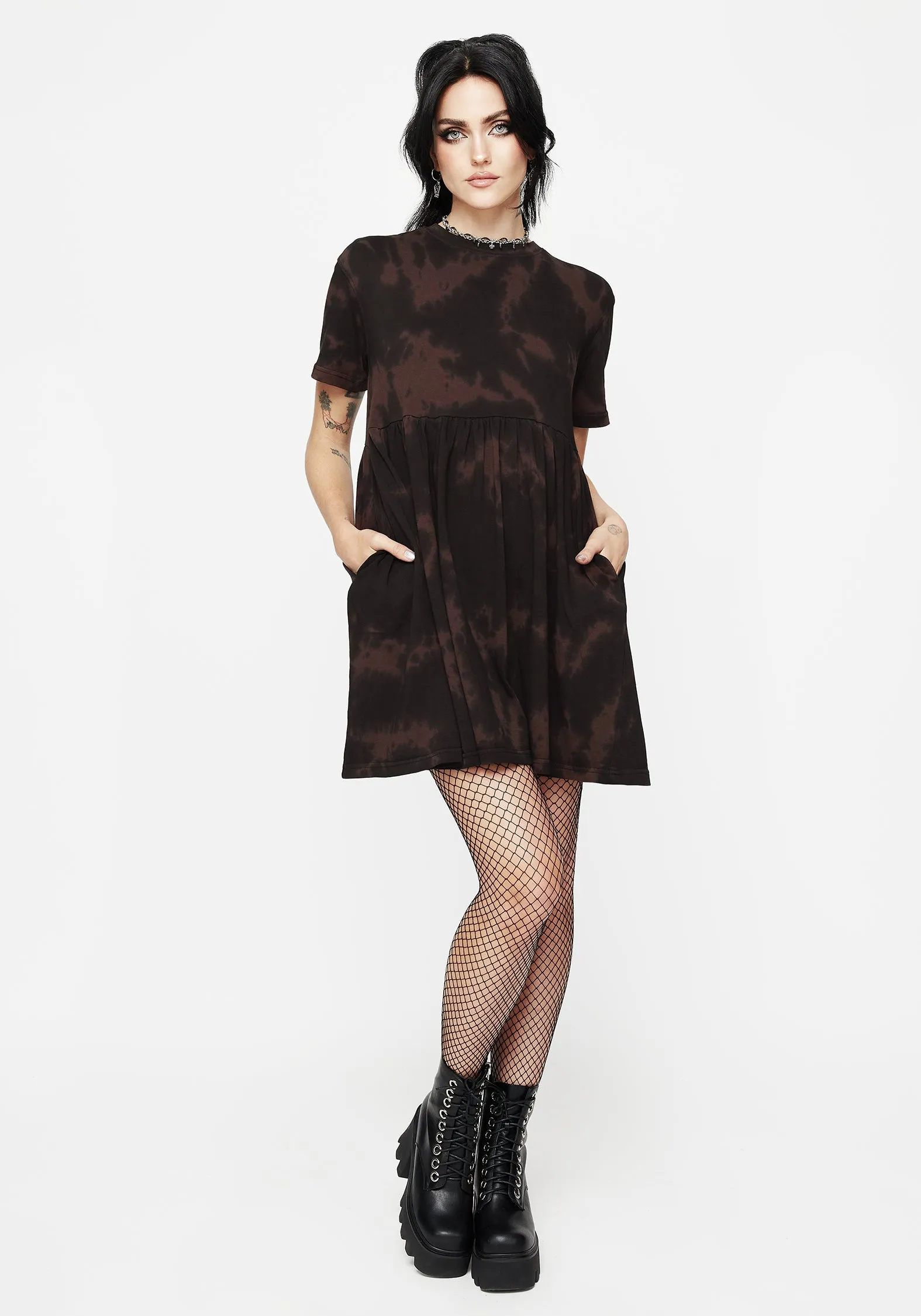 Texture Soft Mercury Tie Dye Cotton Mini Skater Dress