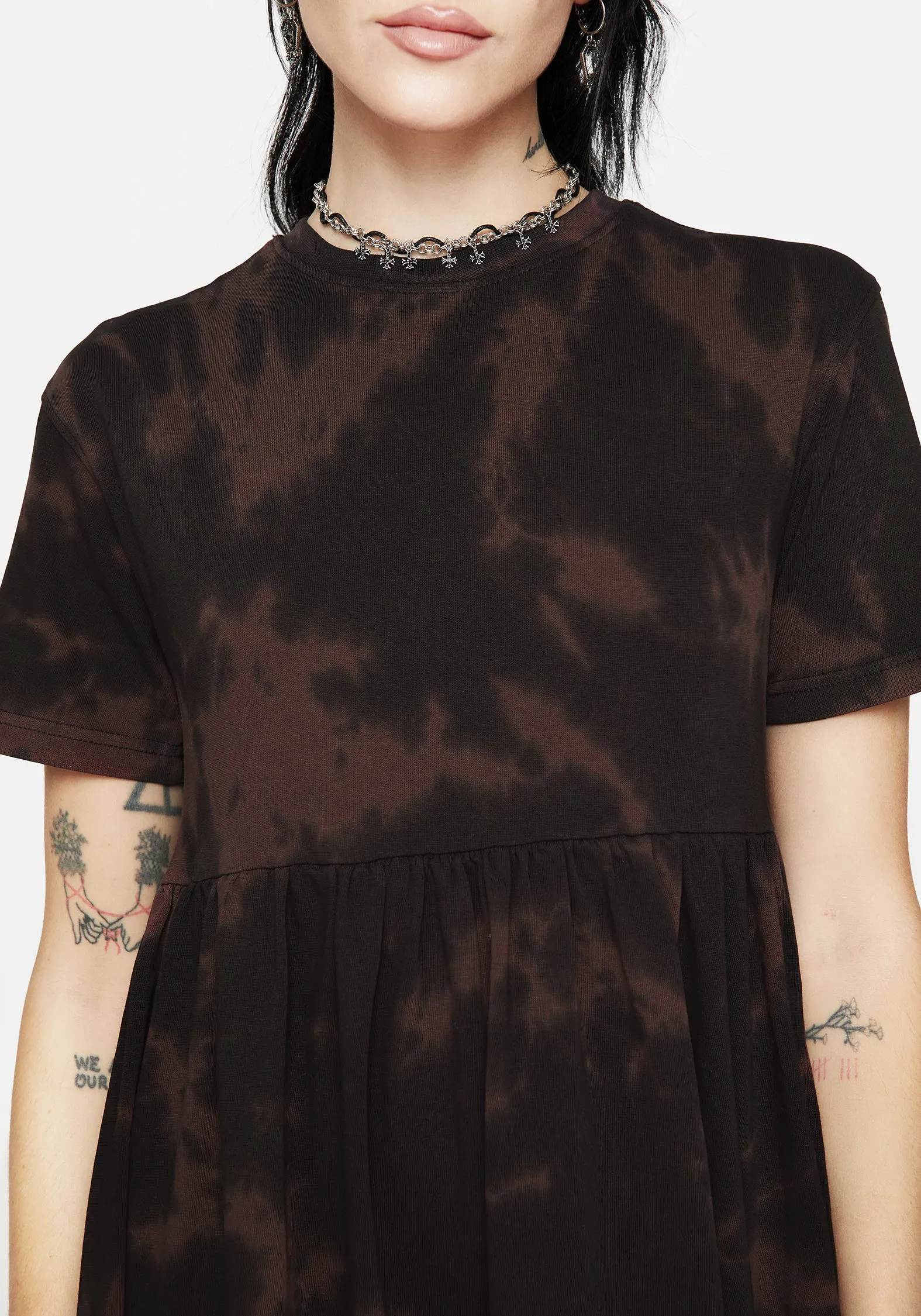 Mercury Tie Dye Cotton Mini Skater Dress Clean Chic Side Ruching