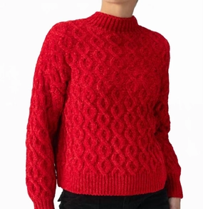 Comfy Essentials Basic Layering Women's Cable Mock Neck In Mars Red
