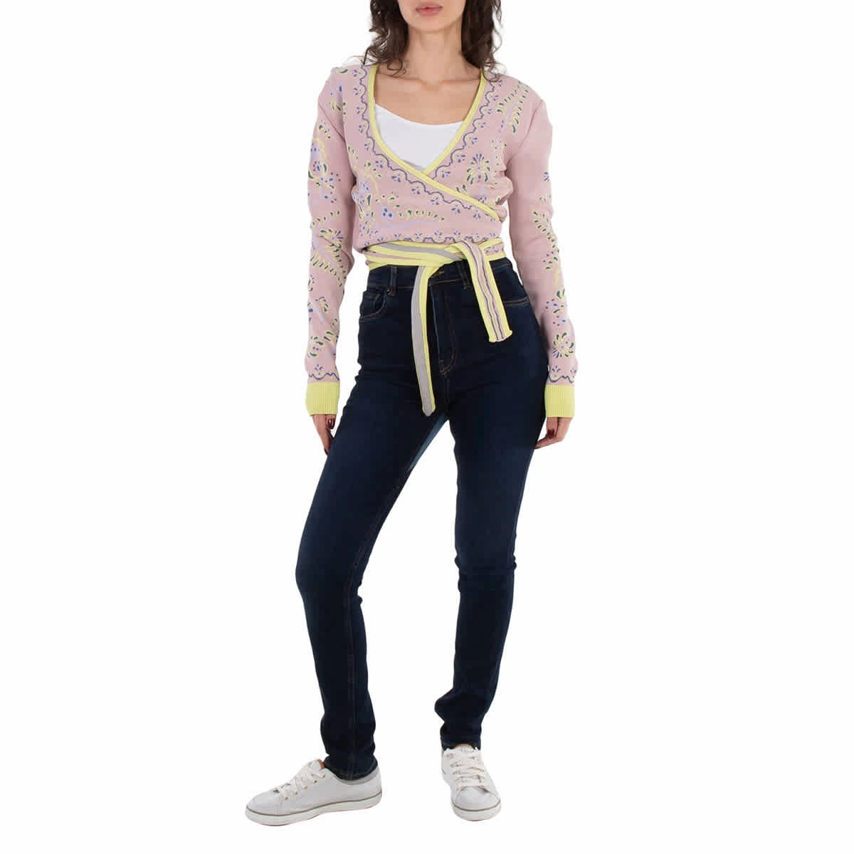 Outdoor Style Soft Fabric Y / Project Wrap Jacquard Cardigan