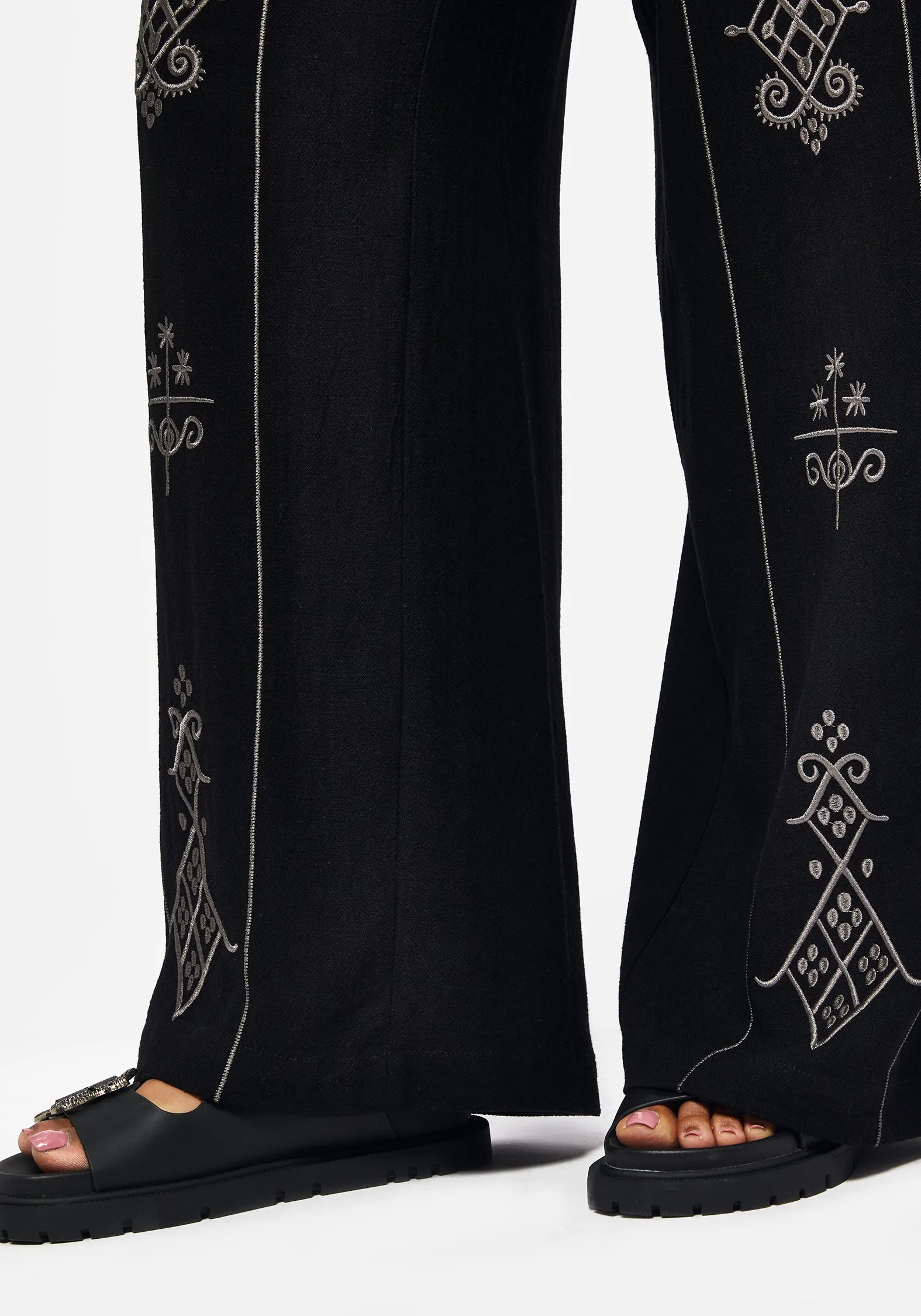 Merrymount Embroidered Wide Leg Trouser Sweat Wicking Lining Comfy Essentials Wear