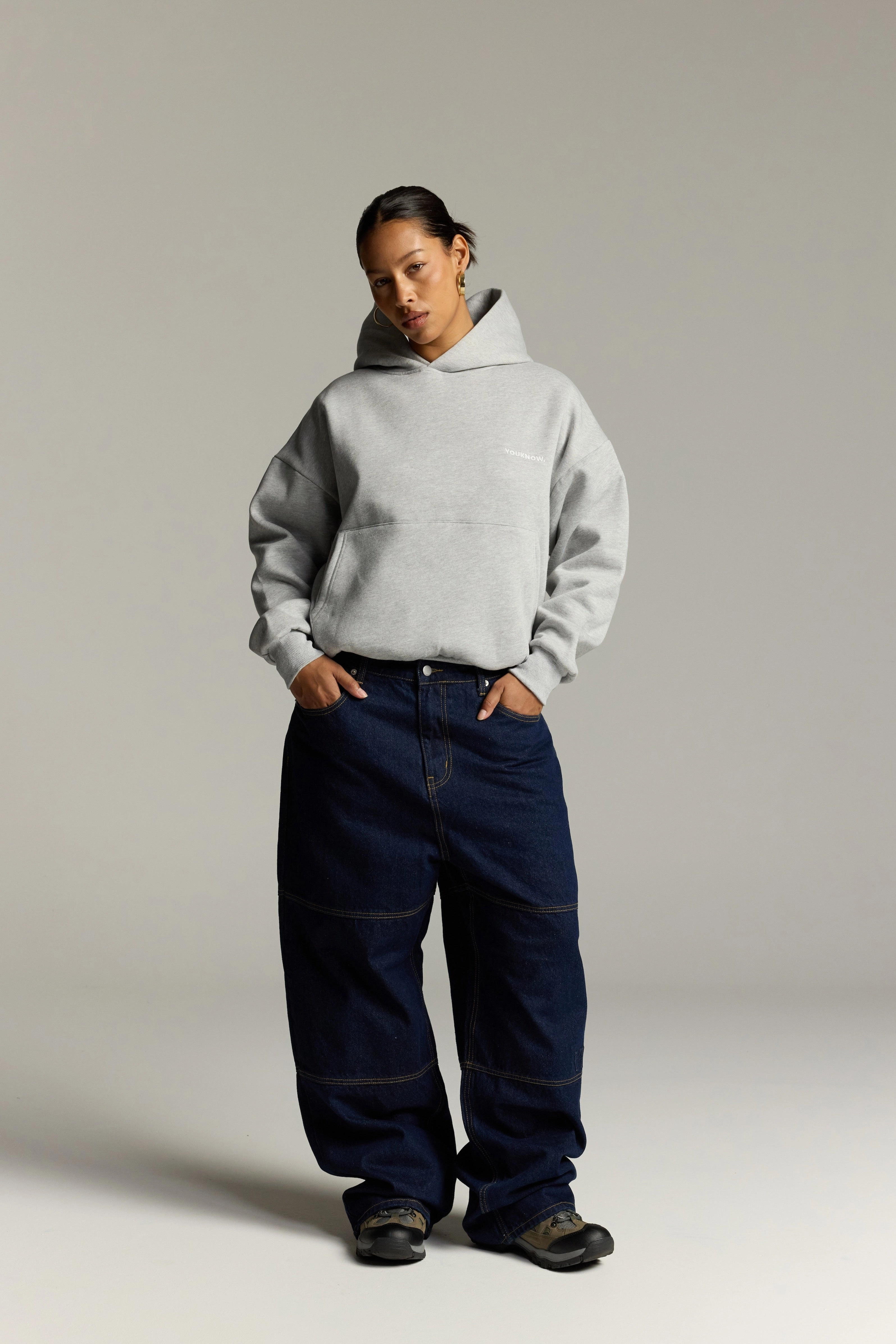Core Box Hoodie | Heather Grey Sparkly details