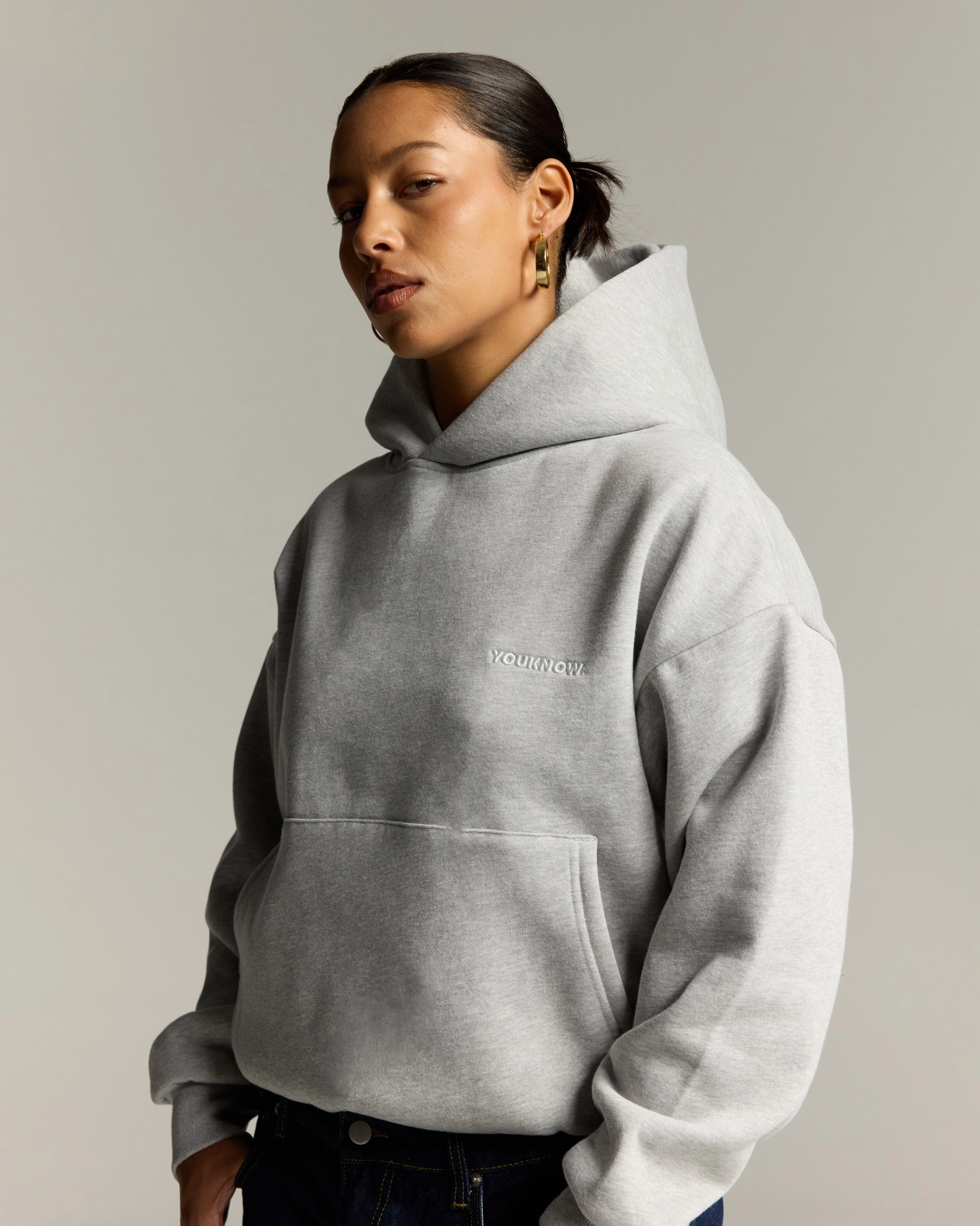 High Quality Cotton Core Box Hoodie | Heather Grey