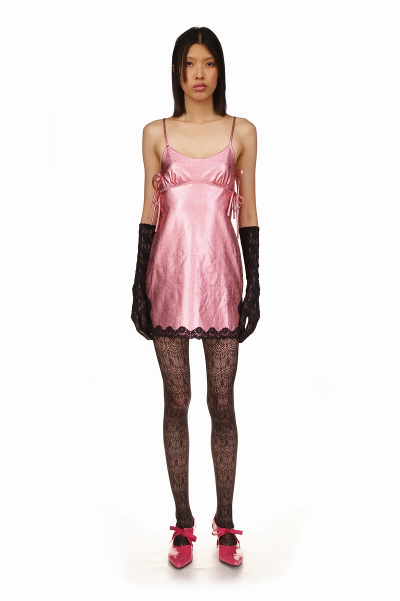 Metallic Faux Leather Mini Dress Petite-Size