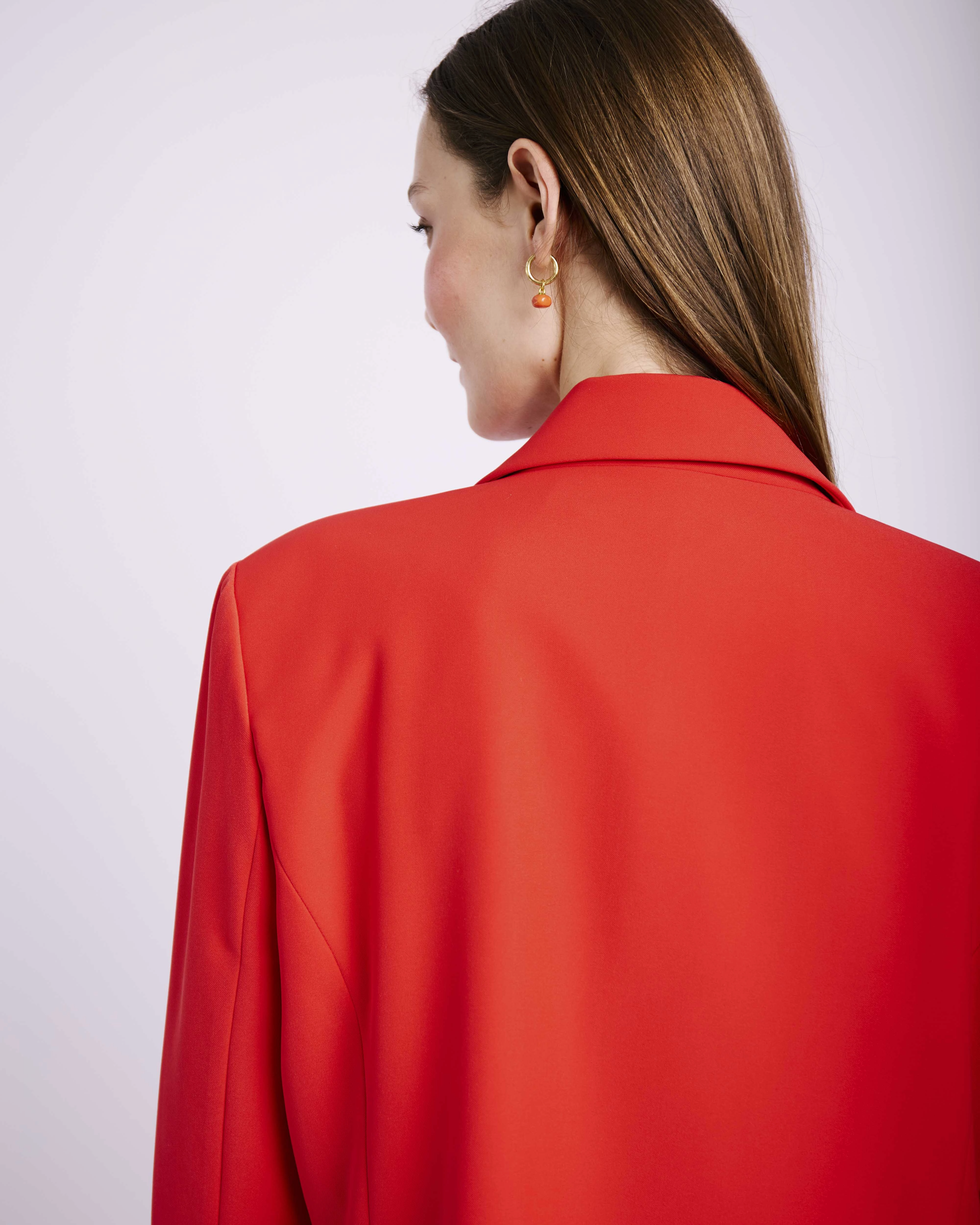 Tailored Lined Jacket in Red Moisture Wicking Inner Layer Sleek Casual