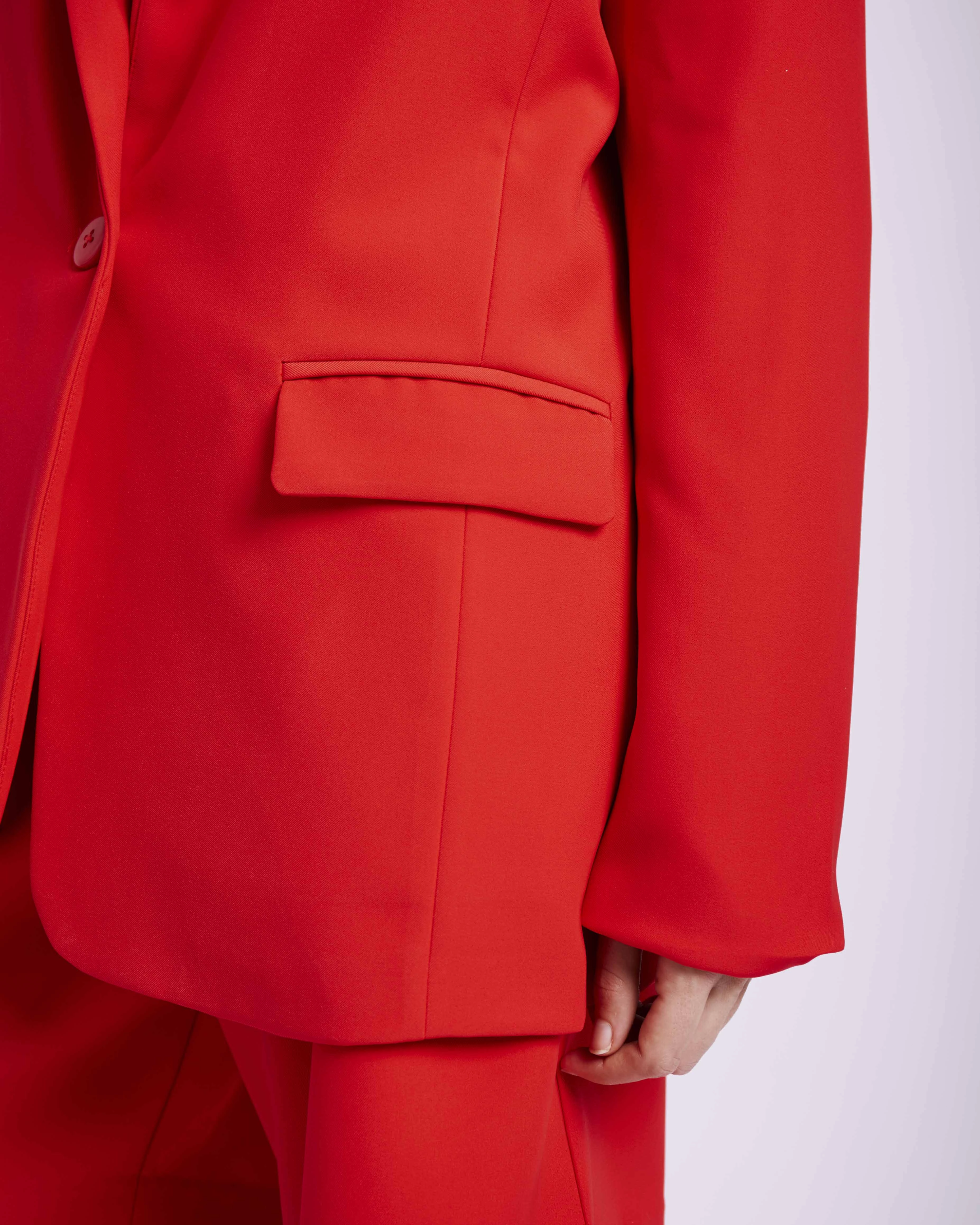Hooded style Clean Edge Piece Tailored Lined Jacket in Red