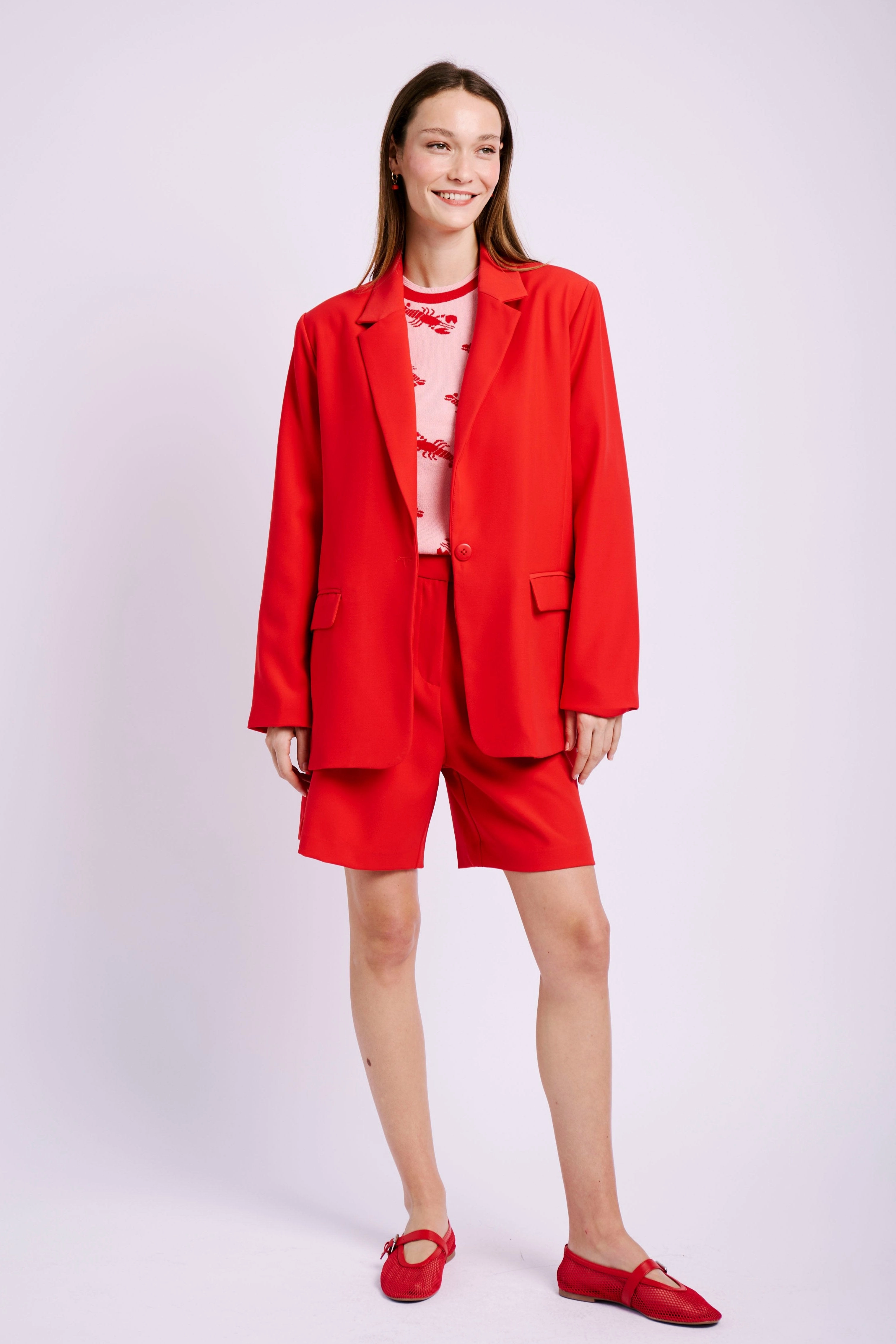 Recycled Polyester Warmth Without Bulk Tailored Lined Jacket in Red
