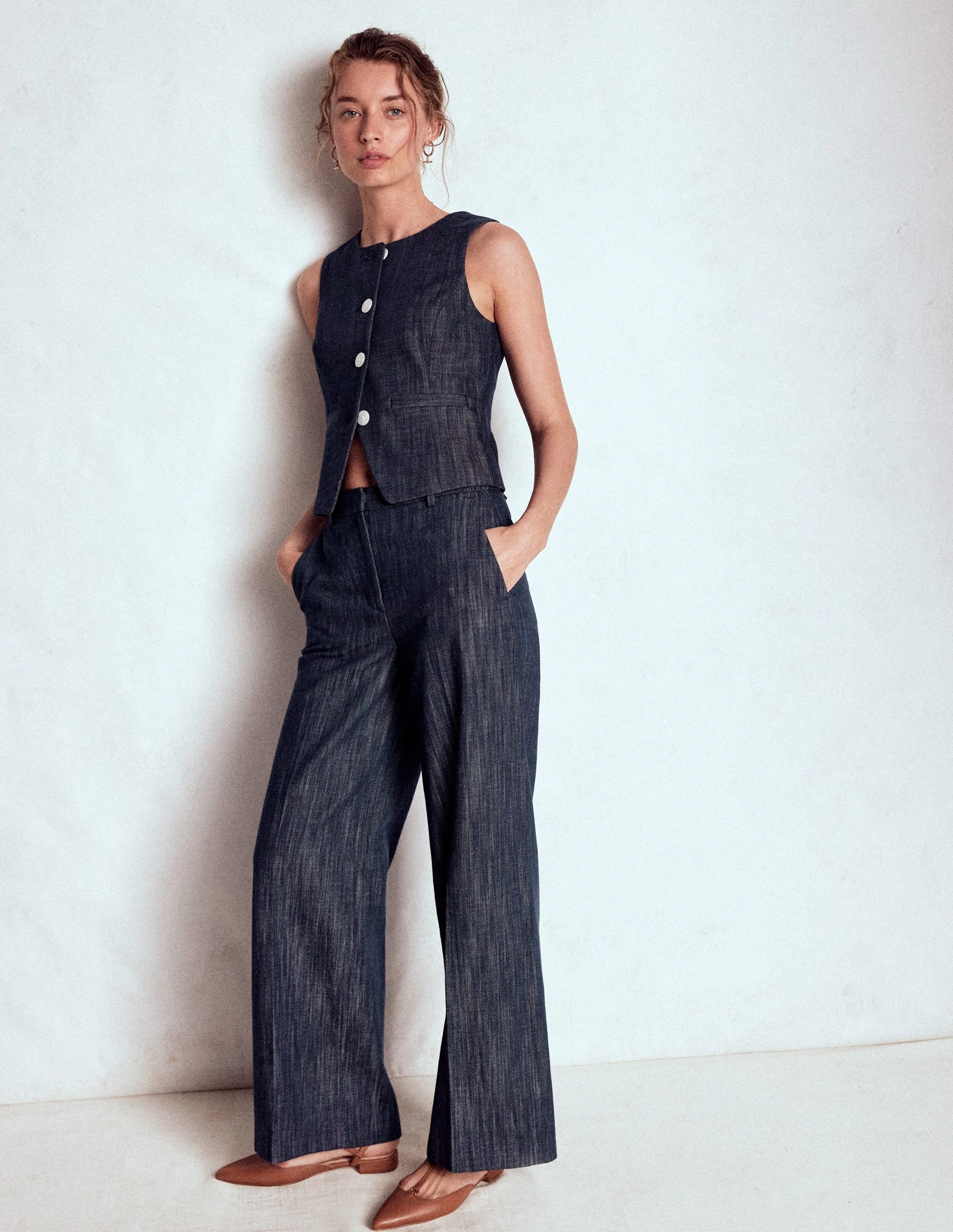 Tailored Twill Waistcoat-Navy, Indigo Thermo Regulating Fabric