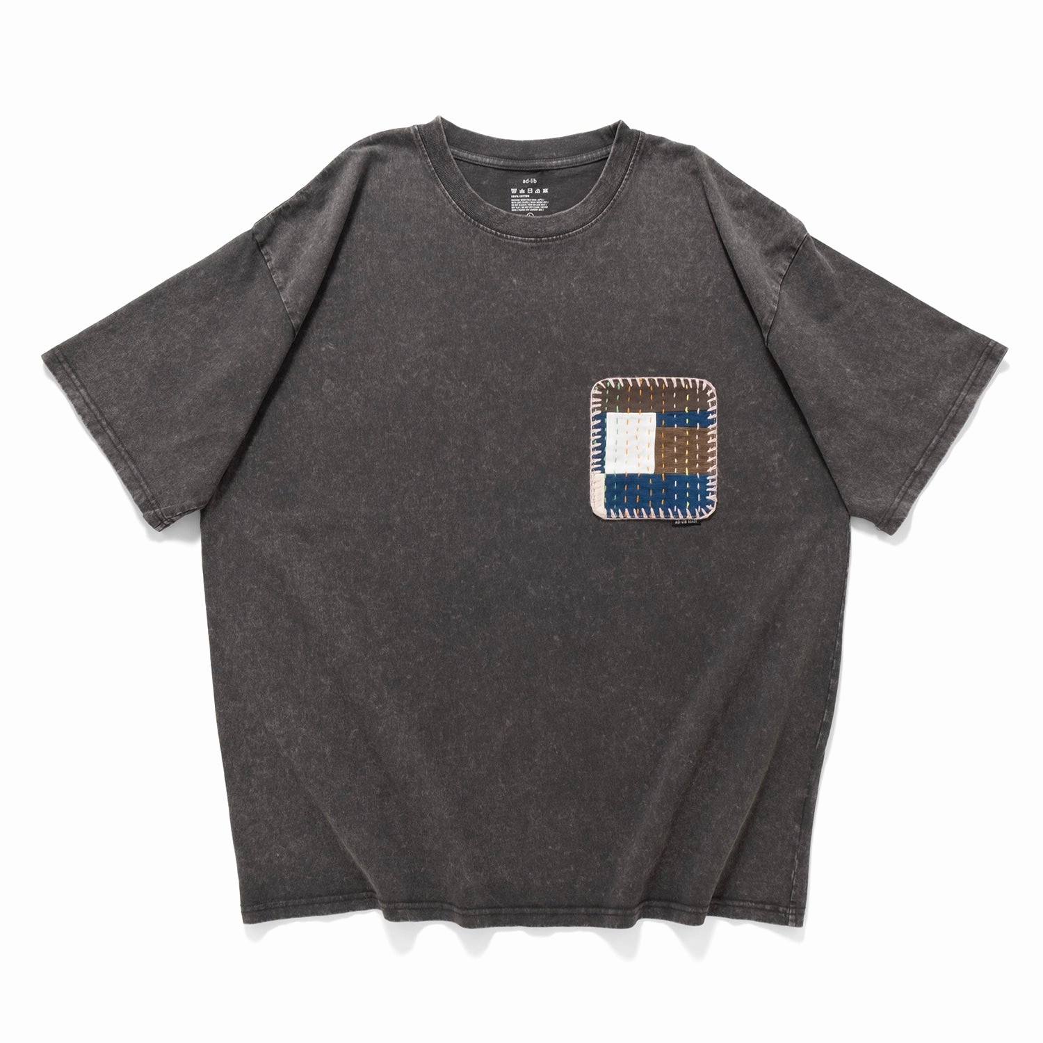 (ZT1691) Sashiko Boro Pocket Washed Tee ReinforcedNeckline Anti Odor Technology