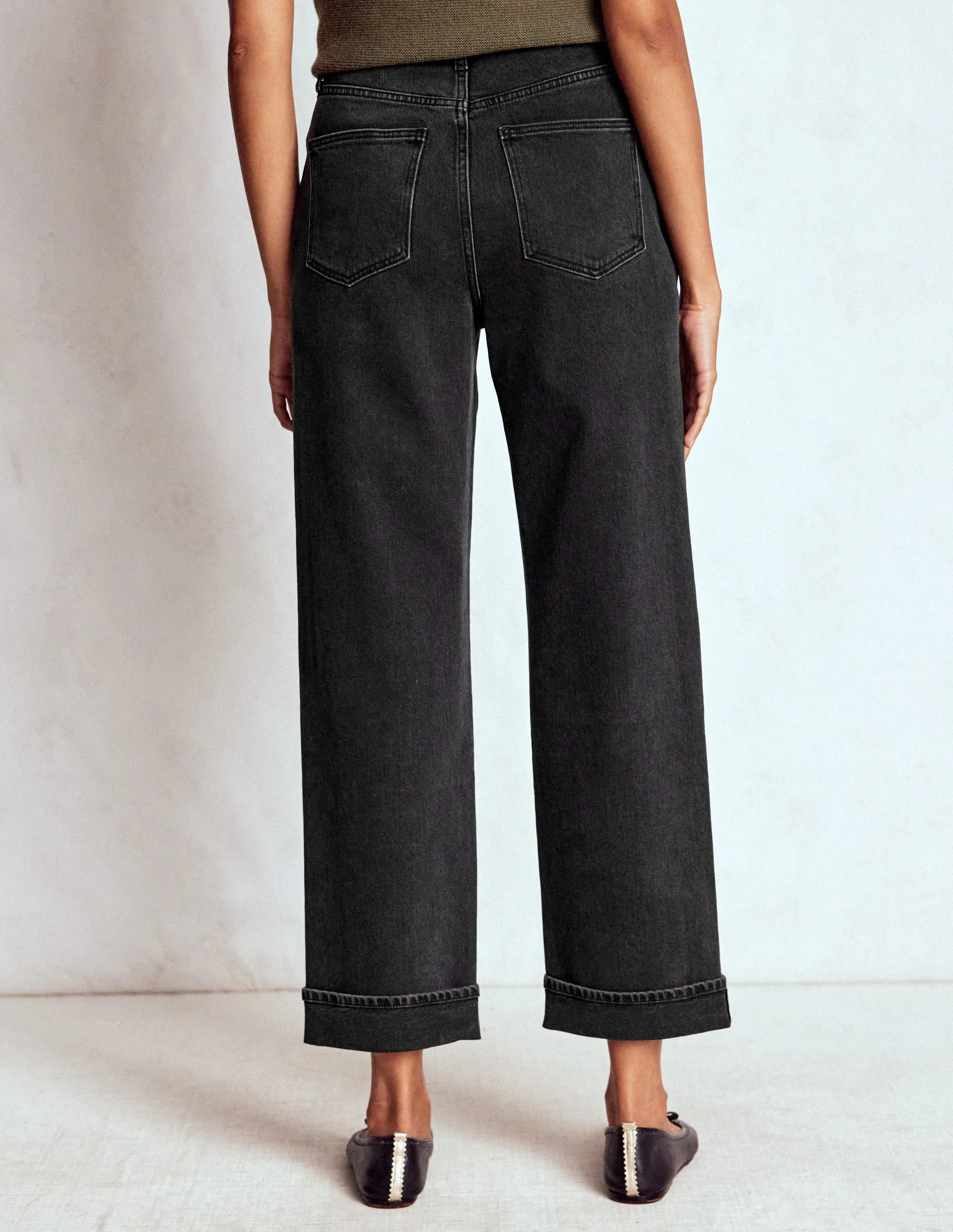 Mid Rise Stretch Jeans-Washed Black Non Restrictive FadeResistantTreatment