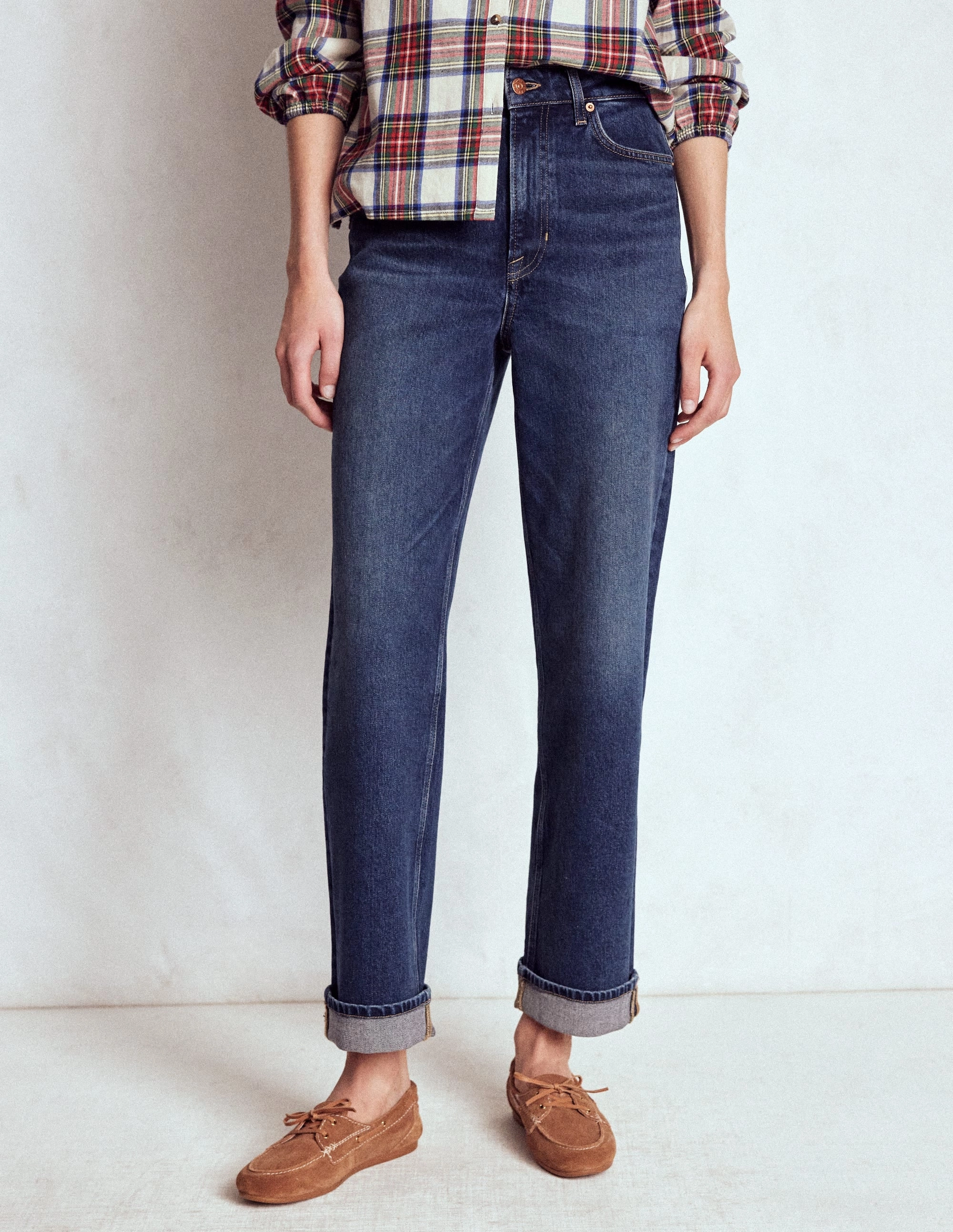 Quick Release Closure Mid Rise Stretch Jeans-Dark Vintage