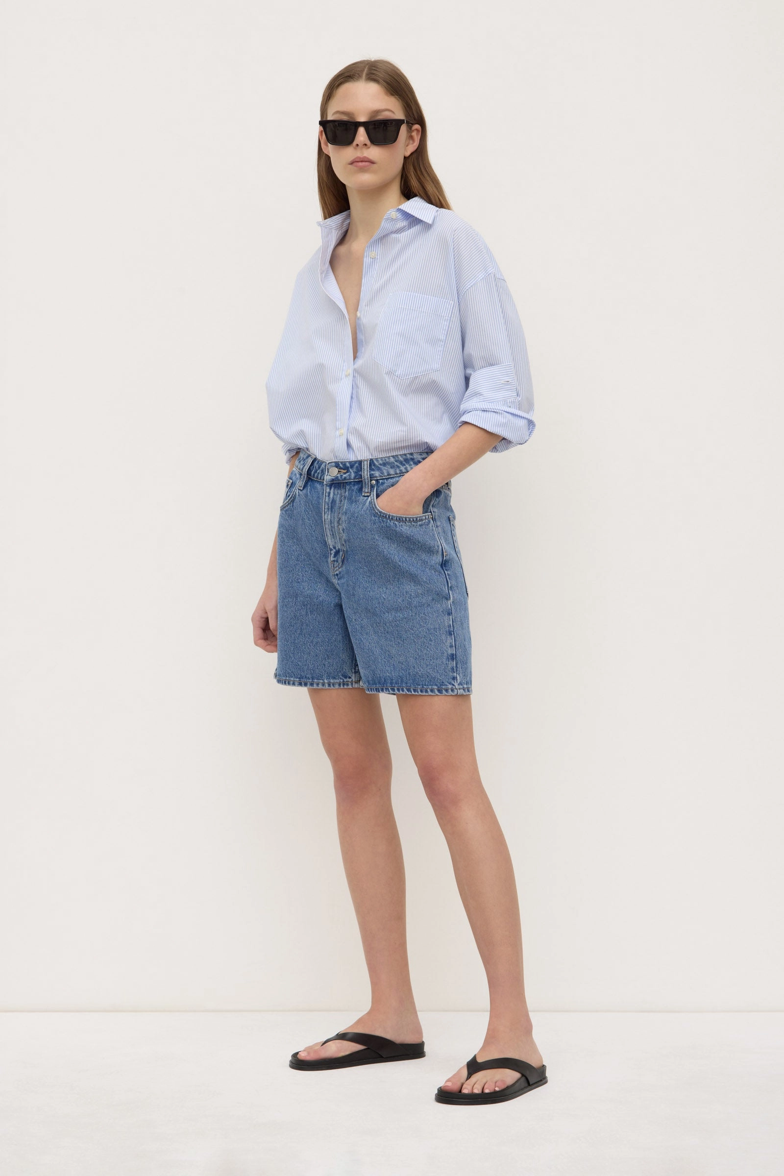 baseball uniform Chill Ready Mid Rise Vintage Denim Short