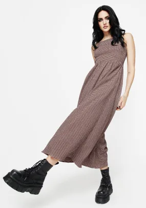 Midora Crinkle Check Racerback Midaxi Dress Easy Draping Relaxed Vibe