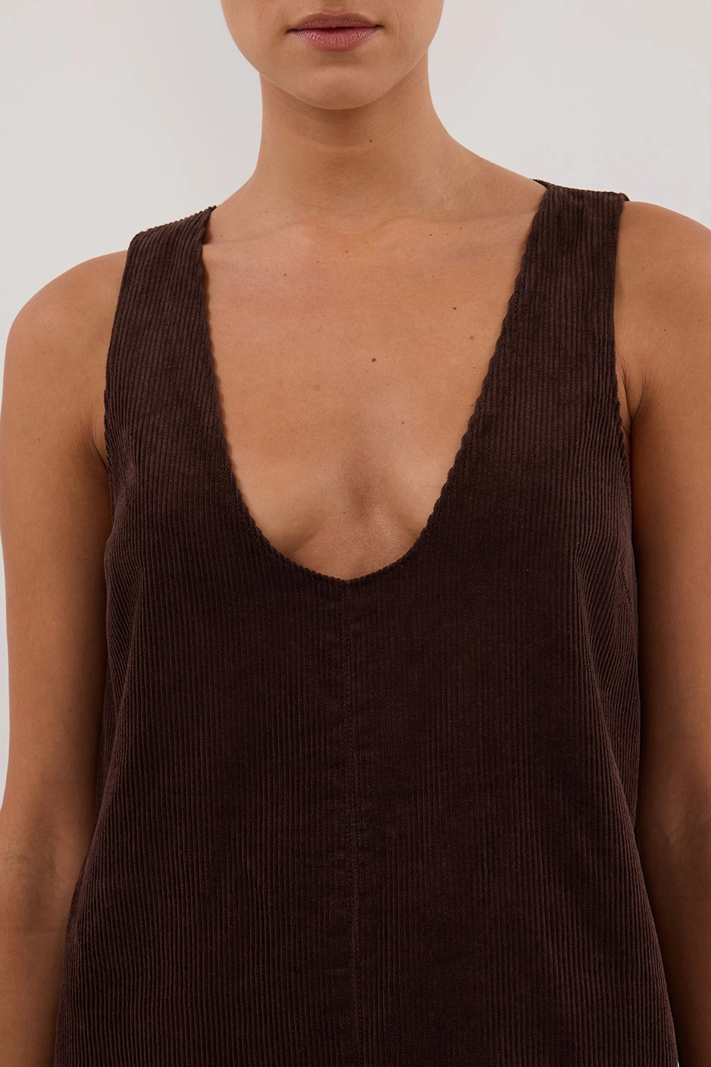 Zip Ease Hidden Zipper MILA CHOC COTTON CORDUROY MINI DRESS