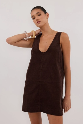 Smooth Mood Cozy Layering MILA CHOC COTTON CORDUROY MINI DRESS