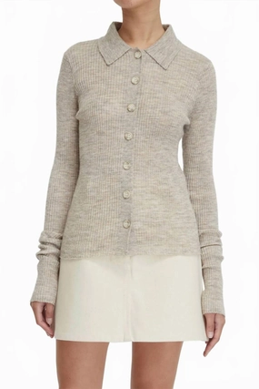 Mila Ribbed Cardigan In Hazel Premium Knitwear Eco Conscious Packaging