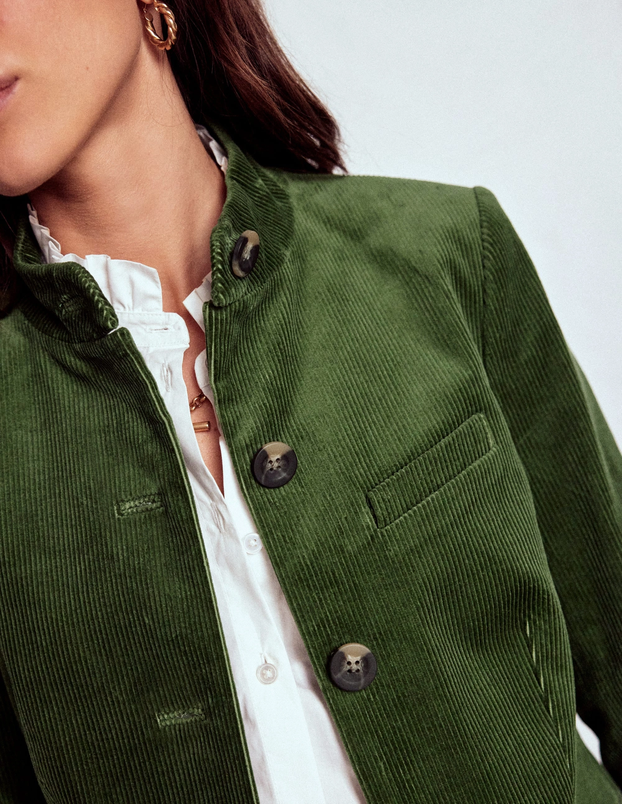 Military Cord Jacket-Fern AdjustableHem