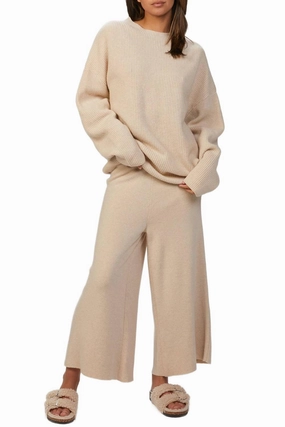 Basic Layering Soft Touch Mille Tricot Sweater In Beige