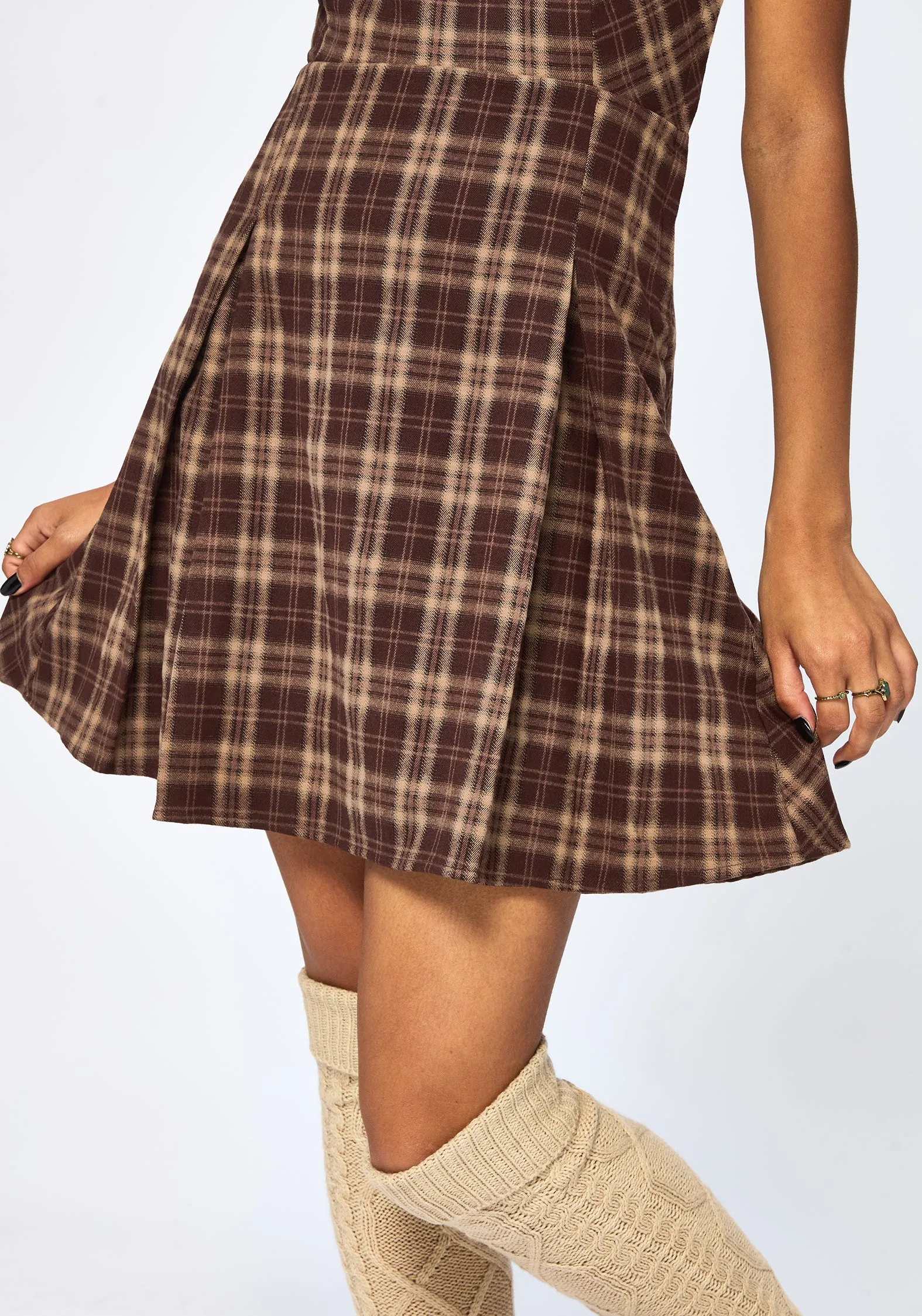 Sheer Layer Milo Check Pinafore Mini Dress