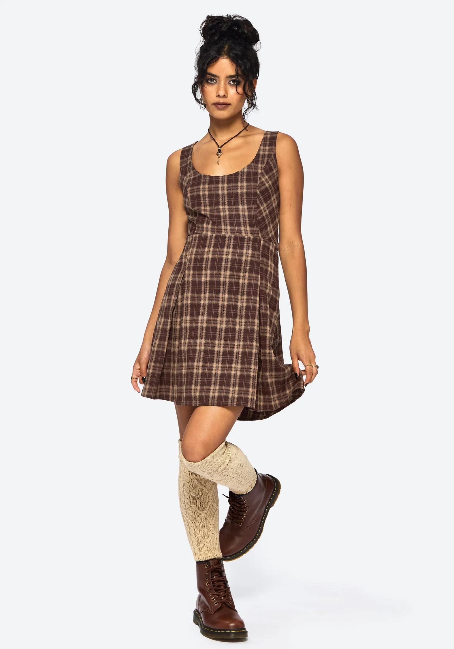 Peace Glow Lounge Moment Milo Check Pinafore Mini Dress