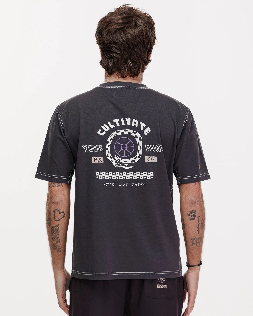 Sporty Look Comfy and Soft Mindset Trail T-Shirt?- Charcoal