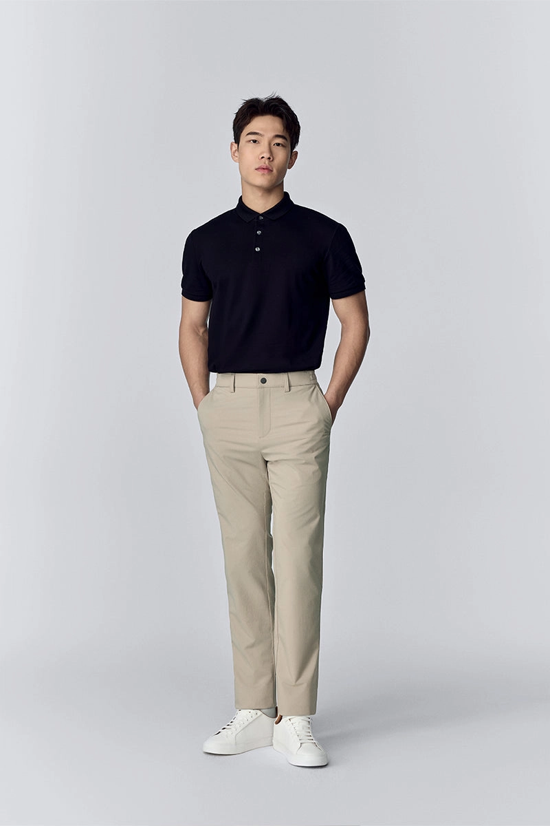 VISDRY? 3-Button Pique Polo | Black BKFD01 Performance Ready Relaxed Comfort