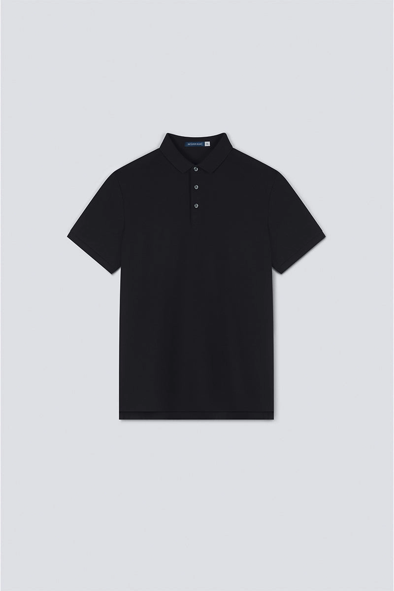 Fashionable Wear Trendy Business VISDRY? 3-Button Pique Polo | Black BKFD01
