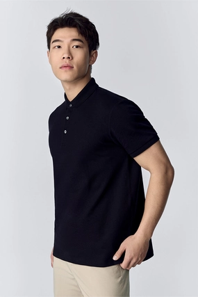 Comfort Layer VISDRY? 3-Button Pique Polo | Black BKFD01