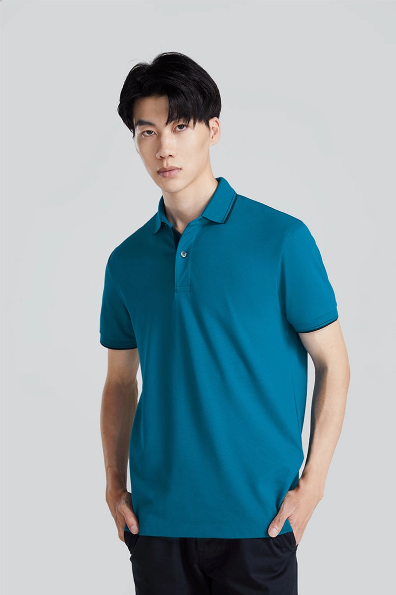 Classic Fit VISDRY? Pique Tipped Polo | Teal TQE060