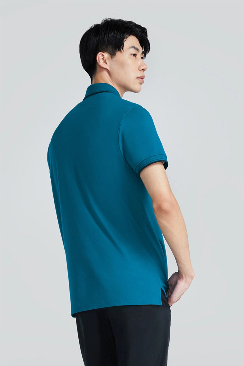 VISDRY? Pique Tipped Polo | Teal TQE060 Casual Style