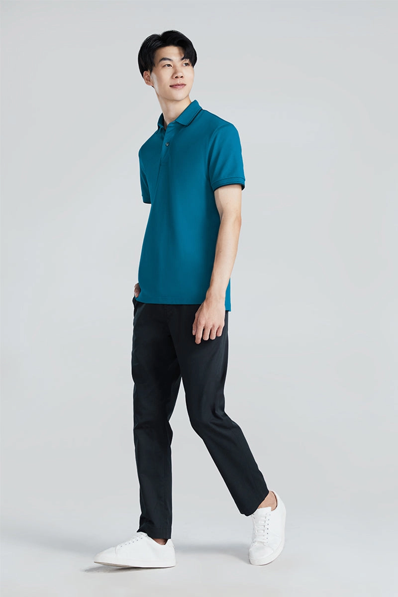 Luxe Apparel Sporty Elegance VISDRY? Pique Tipped Polo | Teal TQE060